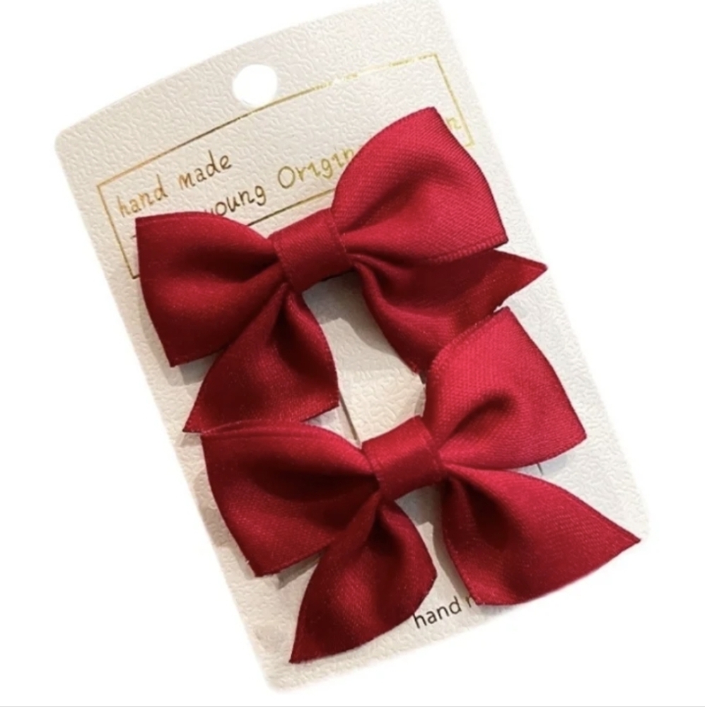 Handmade Red Hair Bows
